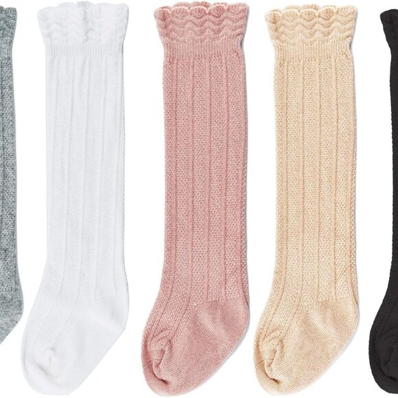 Breathable Baby Knee High Socks with Lace Ruffles - Ideal for Infants & Toddlers - Picture 1 of 9